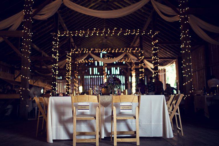 Wedding reception seats for the bride and groom