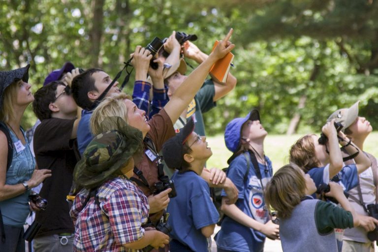 Young bird watchers at Amana Colonies