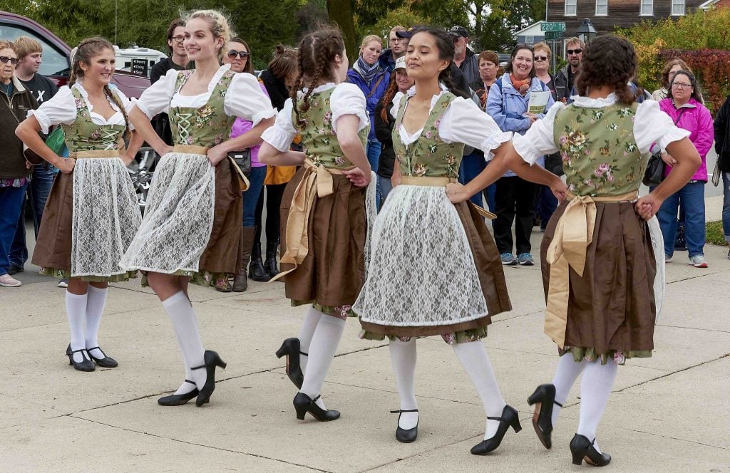 Amana Colonie Dancers dressed in traditional German Dirndl dresses