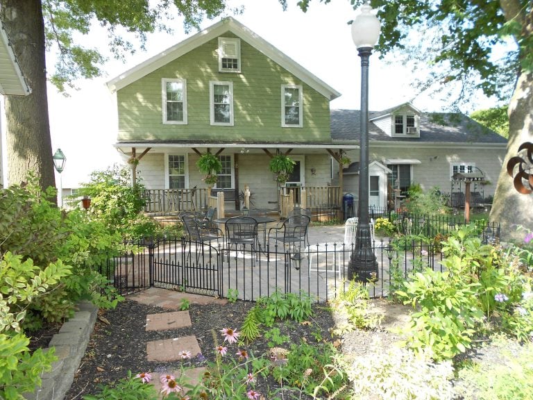 Exterior of Village Guest Suite and the Patio in Amana Colonies 1 768x576
