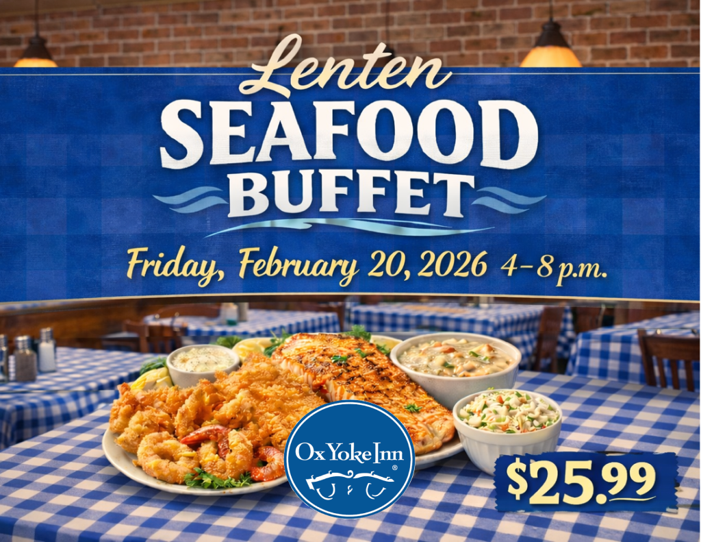 Lenten Seafood Buffet featuring Walleye, Catfish, Cod and more.